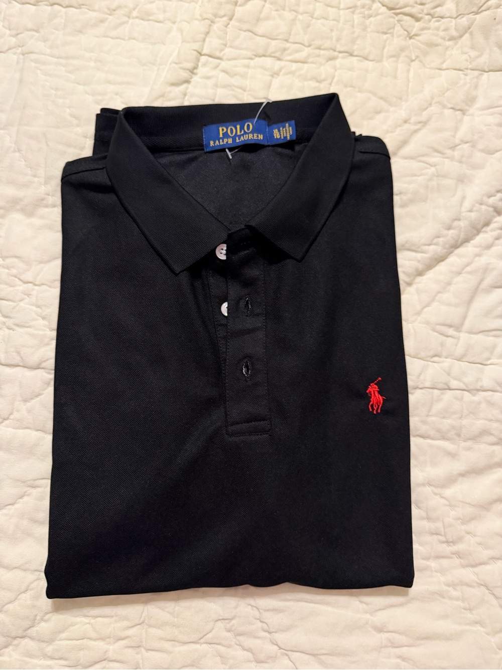 Ralph Lauren Men's Black Polo with Red Pony Logo